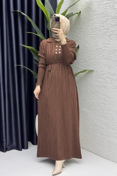 Seher Elbise Tesettür Giyim Kahverengi