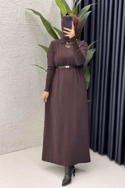 Sermin Elbise Tesettür Giyim  Kahverengi