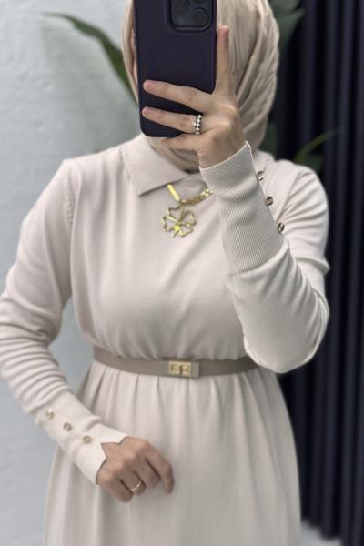 Sermin Elbise Tesettür Giyim  Taş Rengi