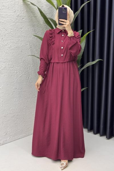 Şevval Elbise Tesettür Giyim Vişne