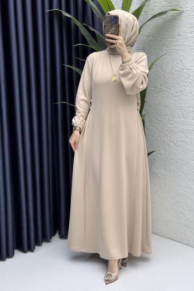 Şeyma Elbise Tesettür Giyim Taş Rengi