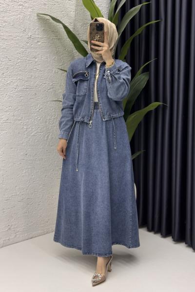 Şüheda Kot Takım Tesettür Giyim Mavi