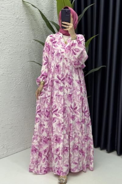 Yeliz Elbise Tesettür Giyim Pembe