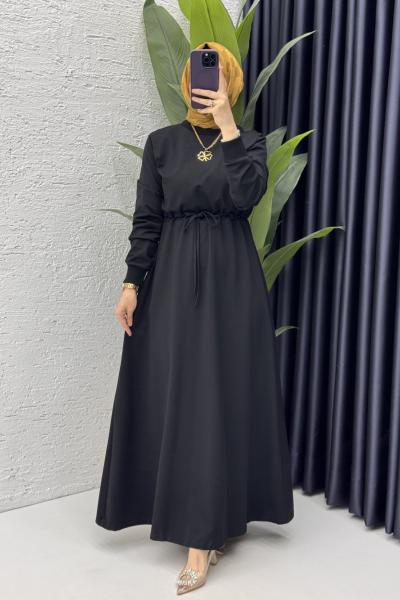 Yüsra Elbise Tesettür Giyim  Siyah