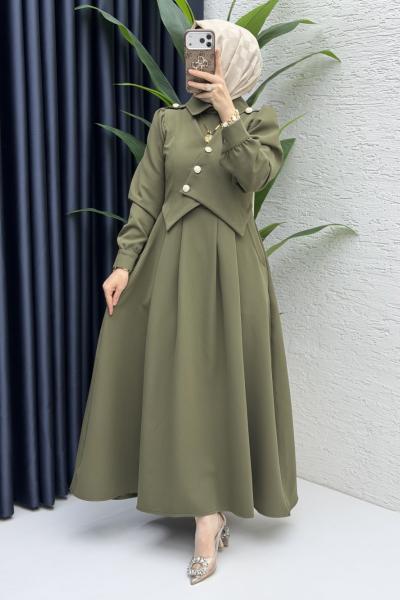 Zahidar Elbise Tesettür Giyim  Haki