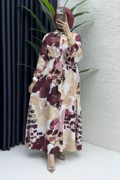 Zeliha Elbise Tesettür Giyim  Mürdüm