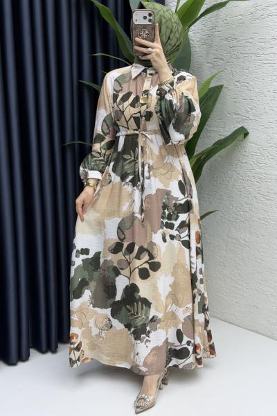 Zeliha Elbise Tesettür Giyim  Haki