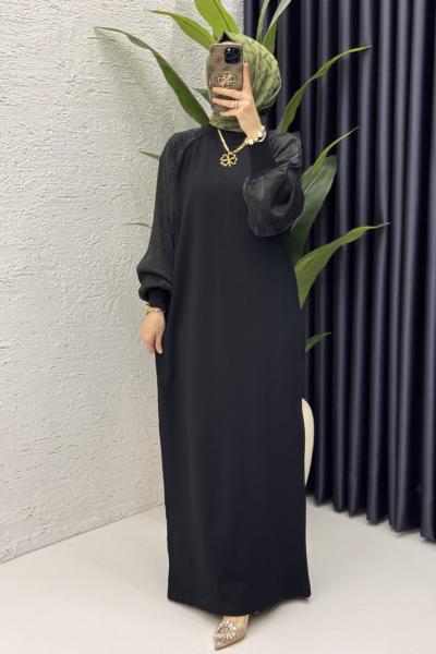 Zerine Elbise Tesettür Giyim  Siyah