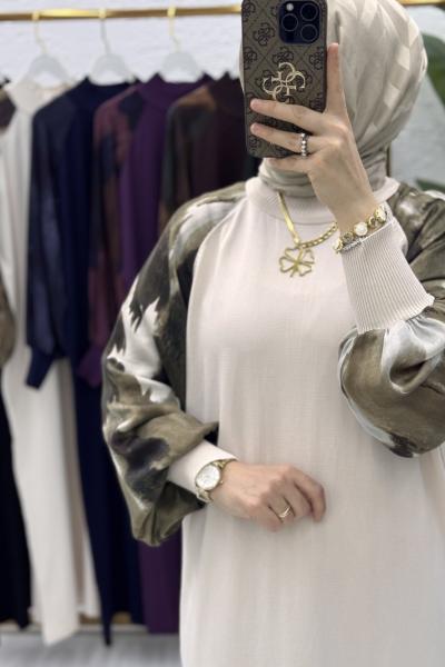 Zerine Elbise Tesettür Giyim  Taş Rengi